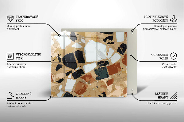 Placă sticla protectie aragaz Farfurie cu pietre decorative