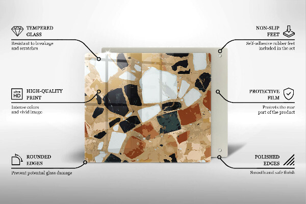 Placă sticla protectie aragaz Farfurie cu pietre decorative