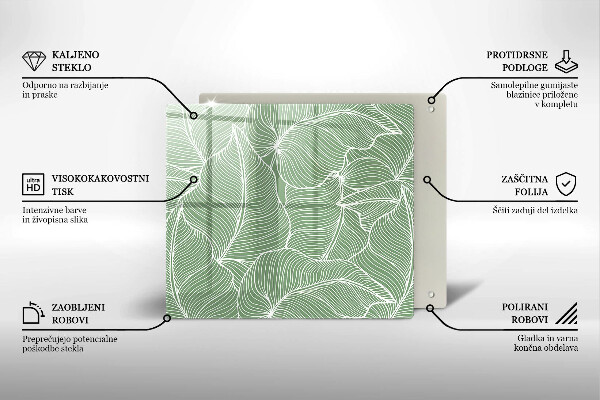 Placă sticla protectie aragaz Frunze liniare