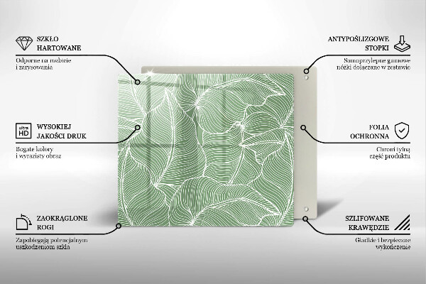 Placă sticla protectie aragaz Frunze liniare