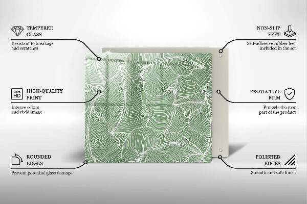 Placă sticla protectie aragaz Frunze liniare