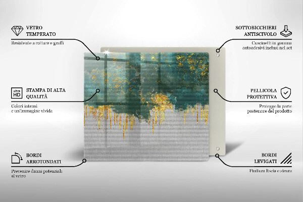Placă sticla protectie aragaz Abstracție cu aur