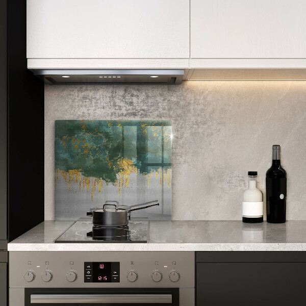 Placă sticla protectie aragaz Abstracție cu aur