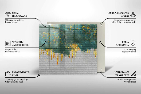 Placă sticla protectie aragaz Abstracție cu aur