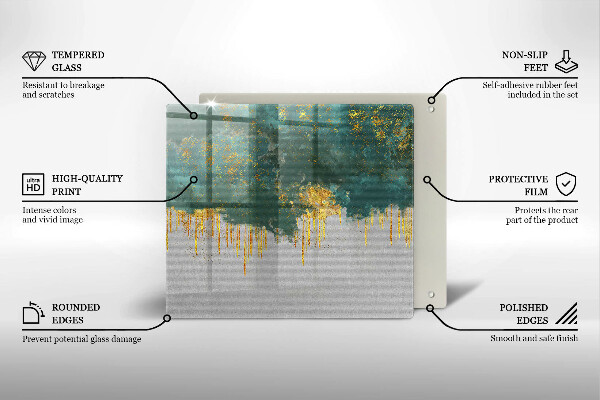 Placă sticla protectie aragaz Abstracție cu aur