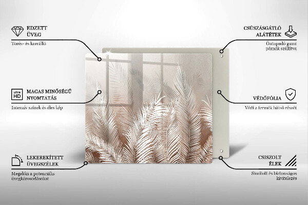 Placă sticla protectie aragaz Frunze de vegetație boho