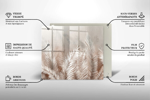 Placă sticla protectie aragaz Frunze de vegetație boho