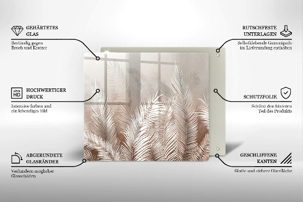 Placă sticla protectie aragaz Frunze de vegetație boho