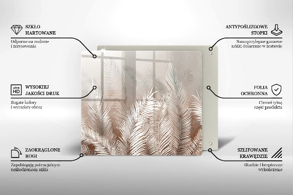 Placă sticla protectie aragaz Frunze de vegetație boho