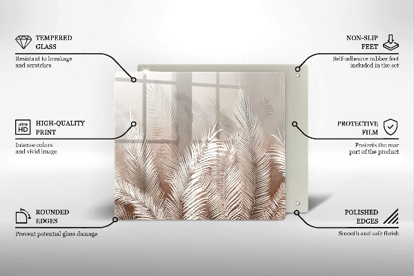 Placă sticla protectie aragaz Frunze de vegetație boho