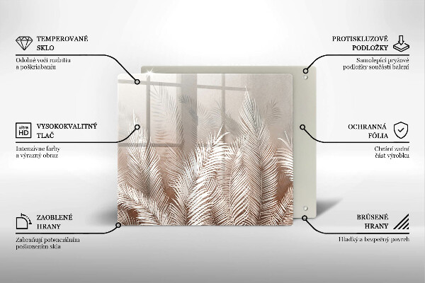 Placă sticla protectie aragaz Frunze de vegetație boho