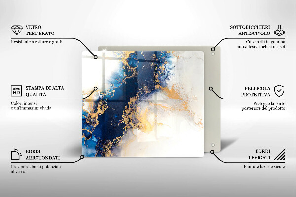 Placă sticla protectie aragaz Abstracție cu albastru