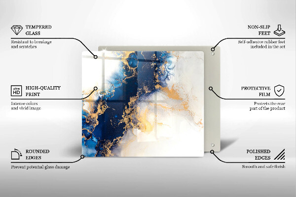 Placă sticla protectie aragaz Abstracție cu albastru