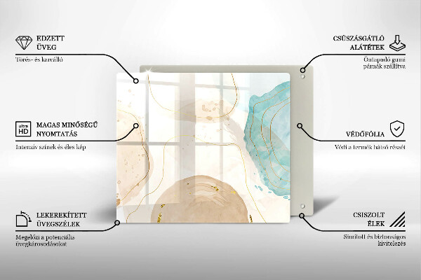 Placă sticla protectie aragaz Forme boho luminoase