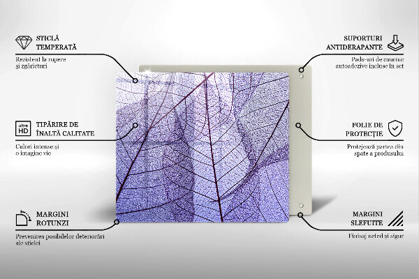 Placă sticla protectie aragaz Frunze cu vene