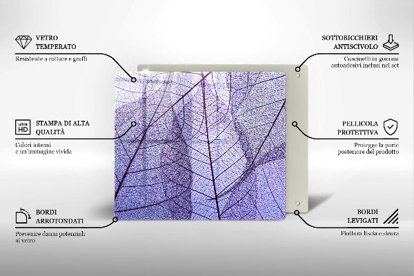 Placă sticla protectie aragaz Frunze cu vene