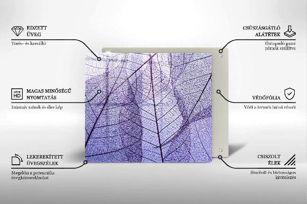 Placă sticla protectie aragaz Frunze cu vene