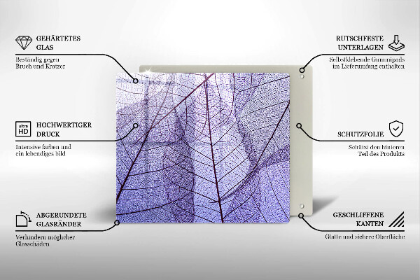 Placă sticla protectie aragaz Frunze cu vene