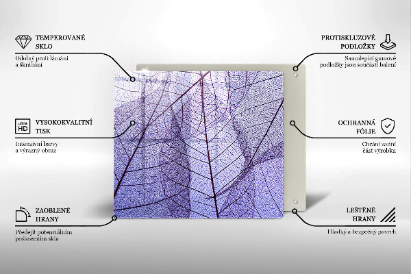 Placă sticla protectie aragaz Frunze cu vene