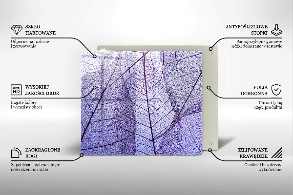 Placă sticla protectie aragaz Frunze cu vene
