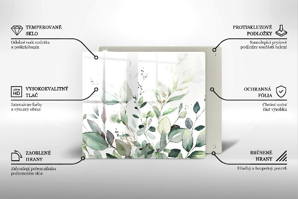 Placă sticla protectie aragaz Plante acuarela