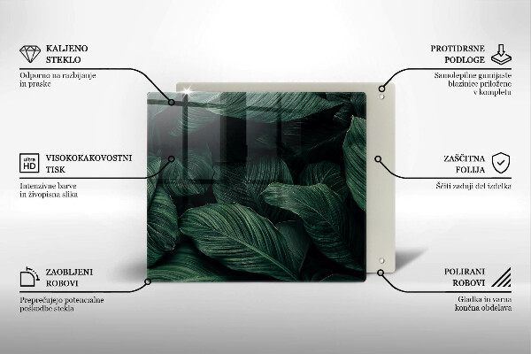 Placă sticla protectie aragaz Frunze întunecate