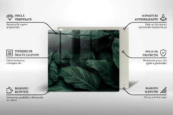 Placă sticla protectie aragaz Frunze întunecate