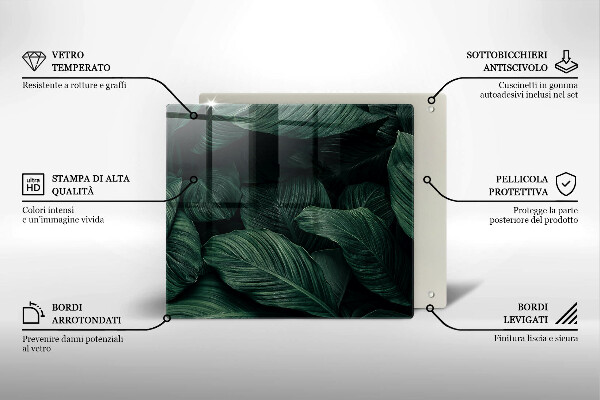 Placă sticla protectie aragaz Frunze întunecate