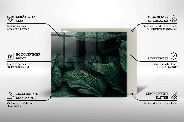 Placă sticla protectie aragaz Frunze întunecate