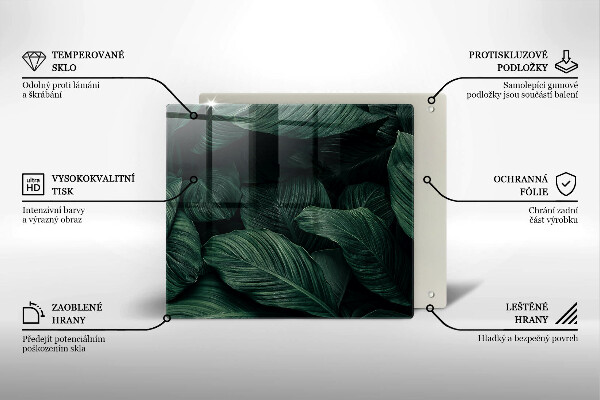 Placă sticla protectie aragaz Frunze întunecate