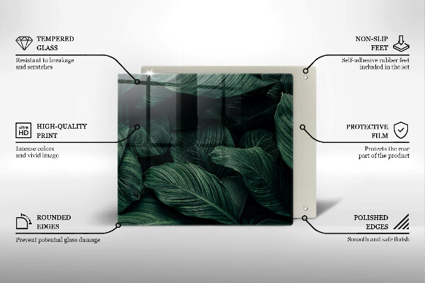 Placă sticla protectie aragaz Frunze întunecate