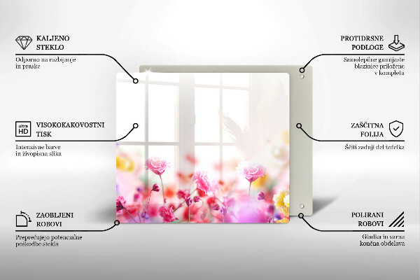 Placă sticla protectie aragaz Lunca de flori