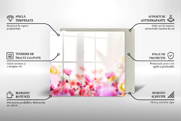 Placă sticla protectie aragaz Lunca de flori