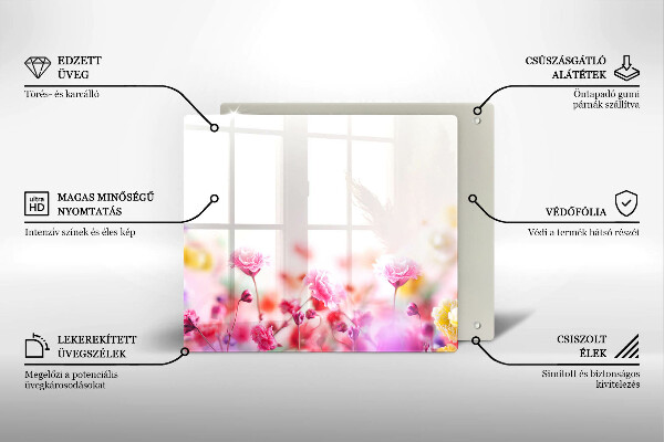 Placă sticla protectie aragaz Lunca de flori