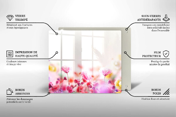 Placă sticla protectie aragaz Lunca de flori