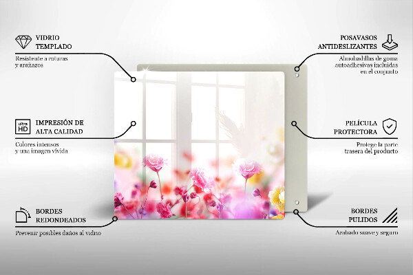 Placă sticla protectie aragaz Lunca de flori