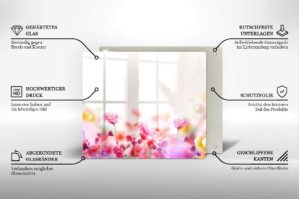 Placă sticla protectie aragaz Lunca de flori