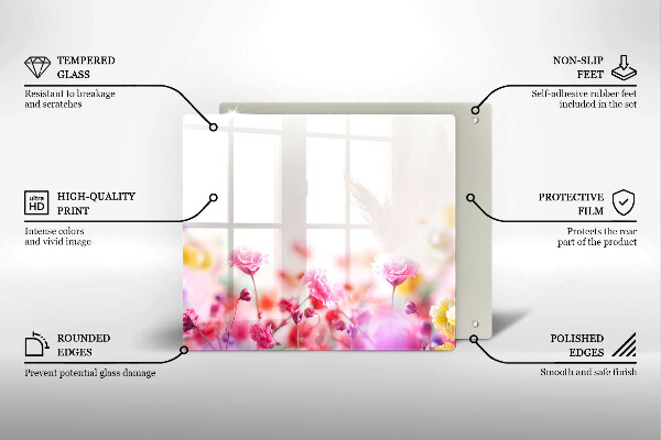 Placă sticla protectie aragaz Lunca de flori