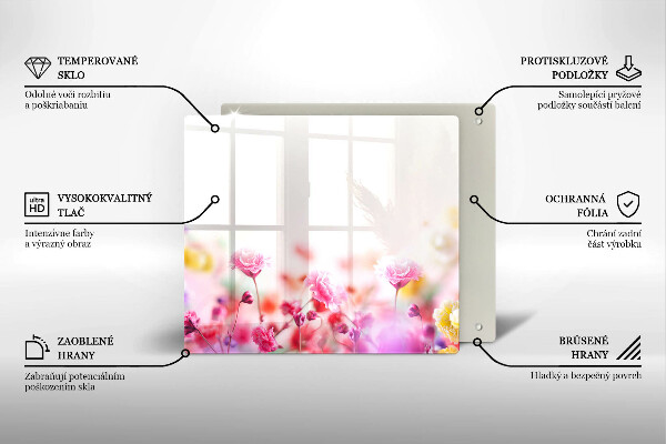 Placă sticla protectie aragaz Lunca de flori