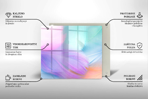 Placă sticla protectie aragaz Pene pastelate