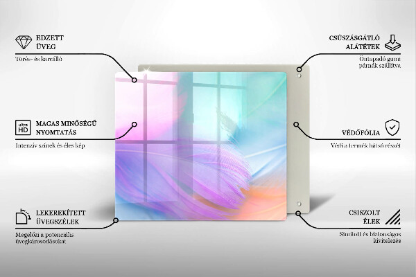 Placă sticla protectie aragaz Pene pastelate