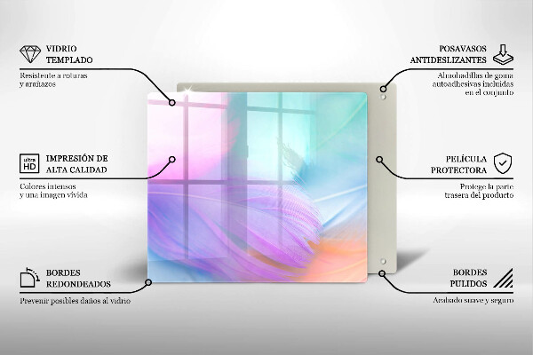 Placă sticla protectie aragaz Pene pastelate