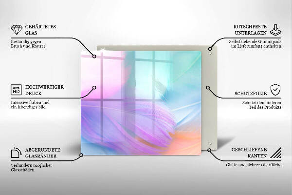 Placă sticla protectie aragaz Pene pastelate