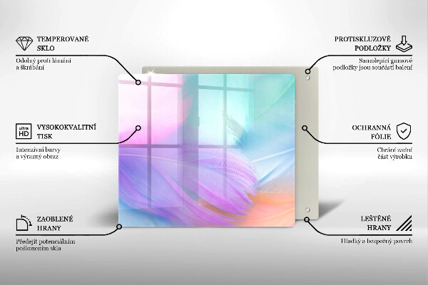 Placă sticla protectie aragaz Pene pastelate