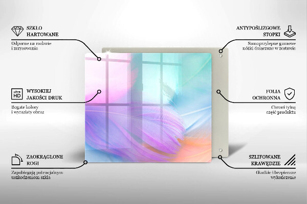 Placă sticla protectie aragaz Pene pastelate