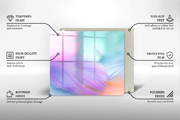 Placă sticla protectie aragaz Pene pastelate