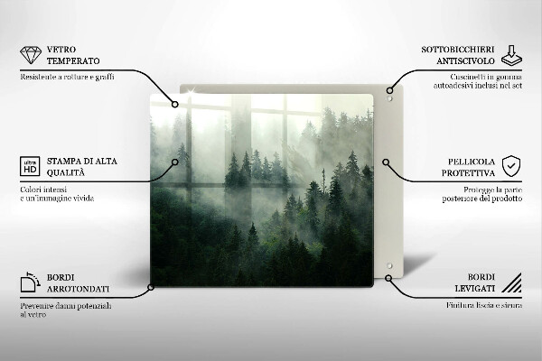 Placă protecție plita Peisaj de pădure cu ceață