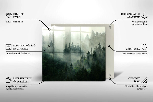 Placă protecție plita Peisaj de pădure cu ceață