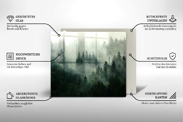 Placă protecție plita Peisaj de pădure cu ceață