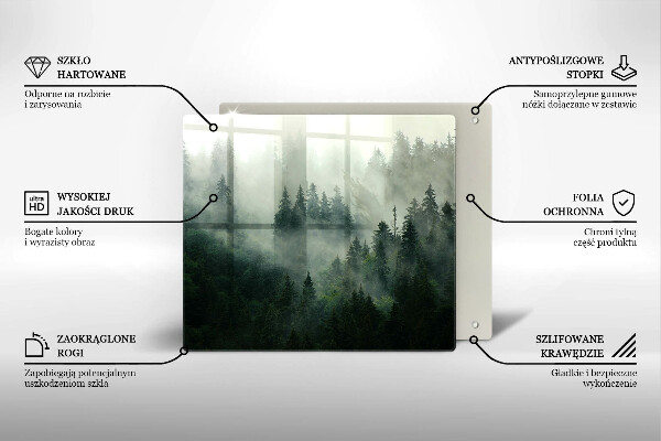 Placă protecție plita Peisaj de pădure cu ceață